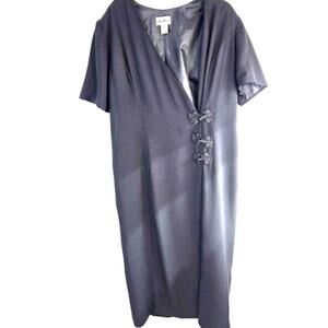 Ultra Womens Dress 18 Black Short Sleeves Misses Size XL Extra Large Semi Formal